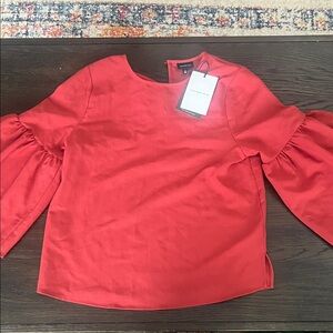 Who What Wear Blouse burnet Orange with Ruffled Flared Sleeves